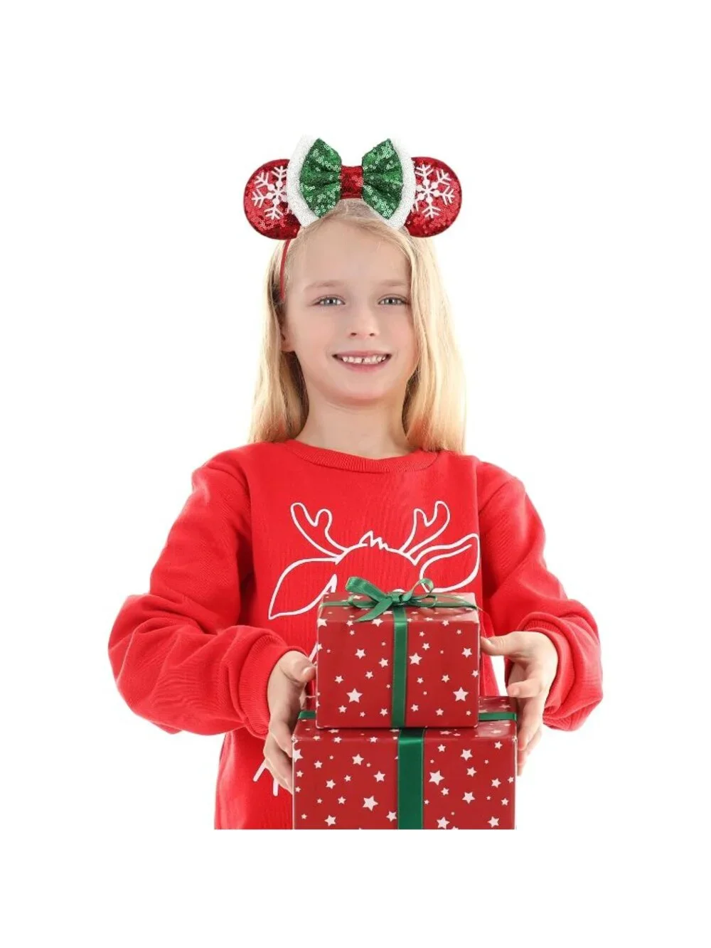 Women Snow Sequin Polyester Shiny Bows Mickey Mouse Headband